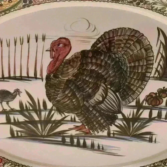 VTG. WILD TURKEY Bird Serving PLATTER AUTUMN Thanksgiving - Picture 3 of 3